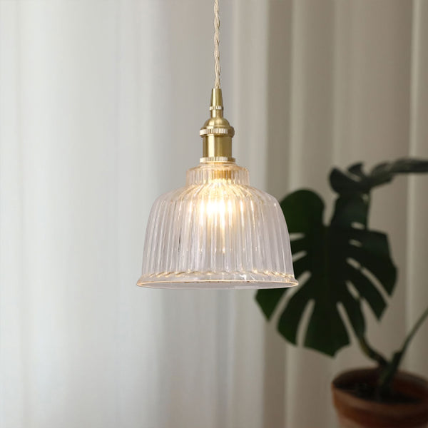 Audrey Vintage Glass Brass Pendant Light