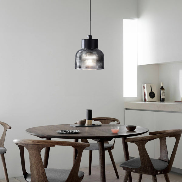 Silas Ribbed Glass Adjustable Pendant Light